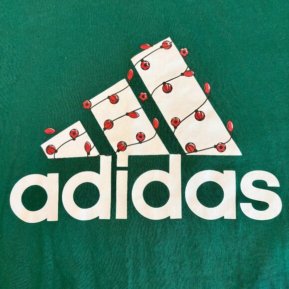 Adidas Holiday Lights Logo Festive Green T Shirt Men M - Picture 4 of 8